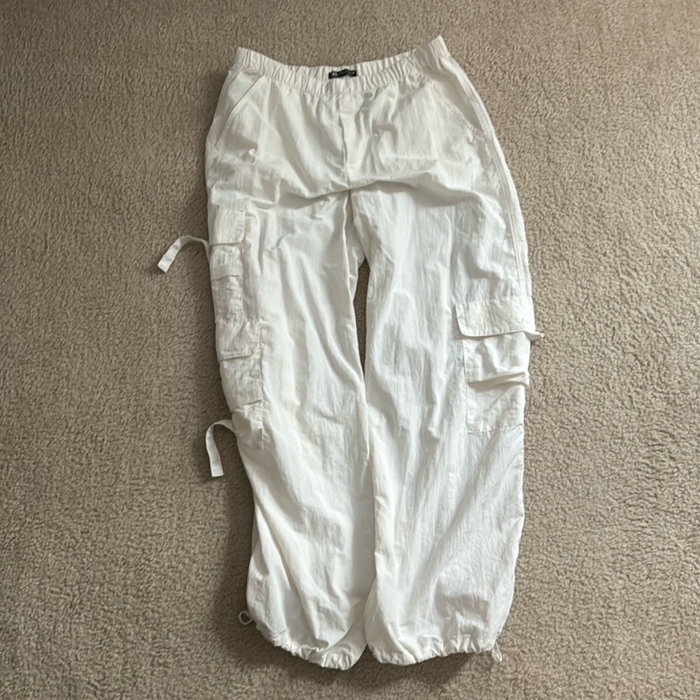 White zara parachute pants